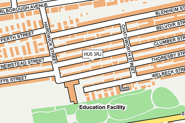 HU5 3RJ map - OS OpenMap – Local (Ordnance Survey)