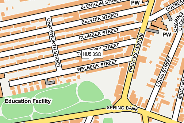 HU5 3SQ map - OS OpenMap – Local (Ordnance Survey)