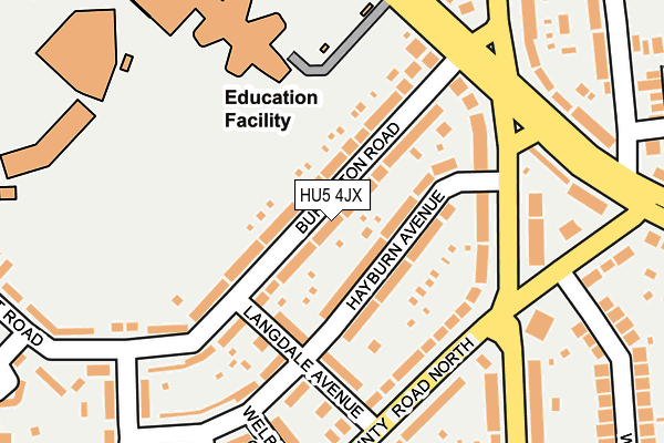 HU5 4JX map - OS OpenMap – Local (Ordnance Survey)