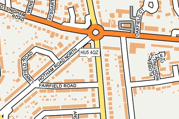 HU5 4QZ map - OS OpenMap – Local (Ordnance Survey)