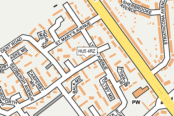 HU5 4RZ map - OS OpenMap – Local (Ordnance Survey)