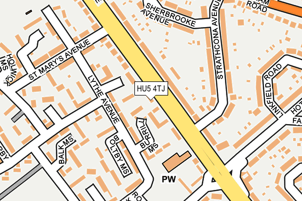 HU5 4TJ map - OS OpenMap – Local (Ordnance Survey)