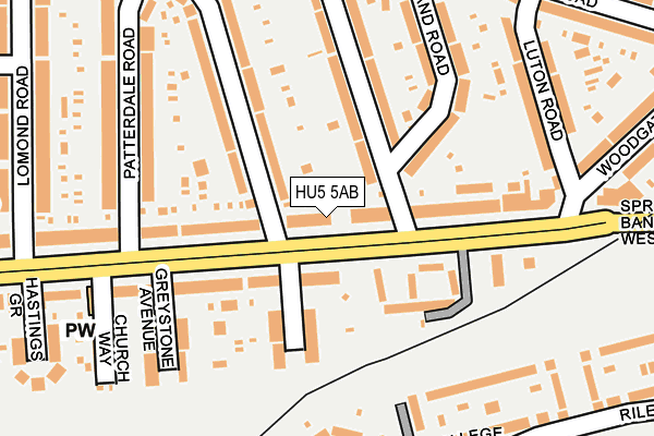 HU5 5AB map - OS OpenMap – Local (Ordnance Survey)