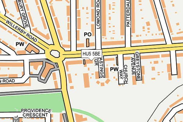 HU5 5BE map - OS OpenMap – Local (Ordnance Survey)