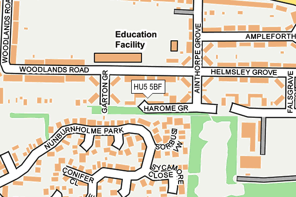 HU5 5BF map - OS OpenMap – Local (Ordnance Survey)