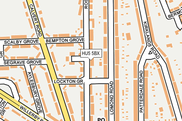 HU5 5BX map - OS OpenMap – Local (Ordnance Survey)