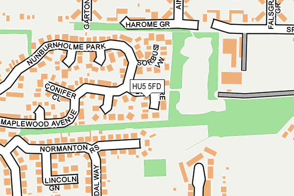 HU5 5FD map - OS OpenMap – Local (Ordnance Survey)