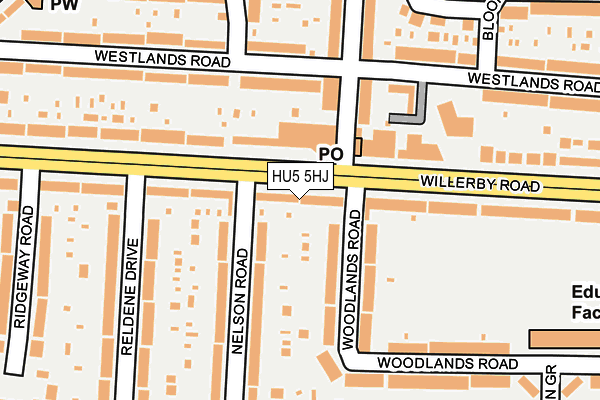 HU5 5HJ map - OS OpenMap – Local (Ordnance Survey)