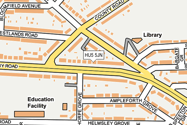 HU5 5JN map - OS OpenMap – Local (Ordnance Survey)