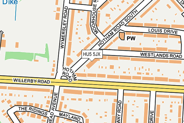 HU5 5JX map - OS OpenMap – Local (Ordnance Survey)