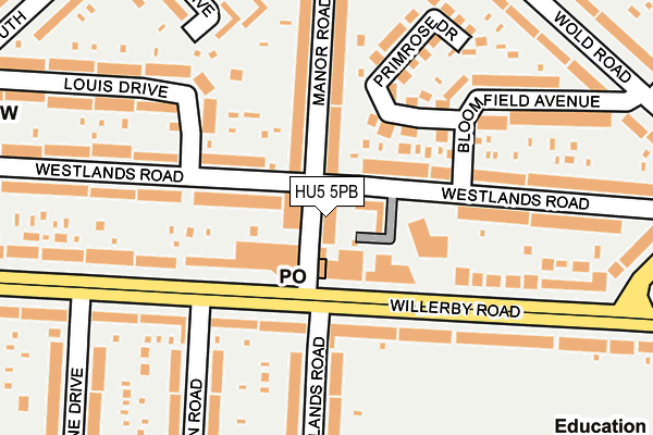 HU5 5PB map - OS OpenMap – Local (Ordnance Survey)