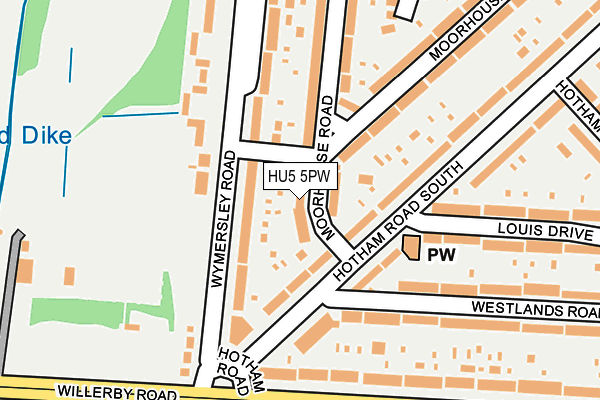 HU5 5PW map - OS OpenMap – Local (Ordnance Survey)