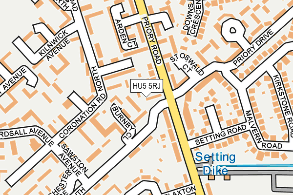 HU5 5RJ map - OS OpenMap – Local (Ordnance Survey)