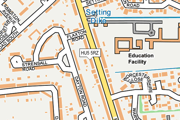 HU5 5RZ map - OS OpenMap – Local (Ordnance Survey)