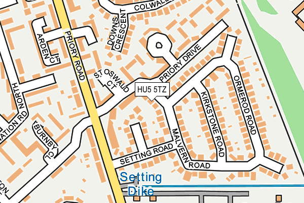 HU5 5TZ map - OS OpenMap – Local (Ordnance Survey)
