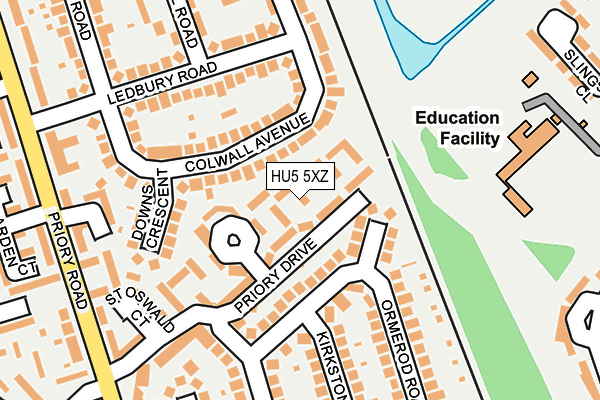 HU5 5XZ map - OS OpenMap – Local (Ordnance Survey)