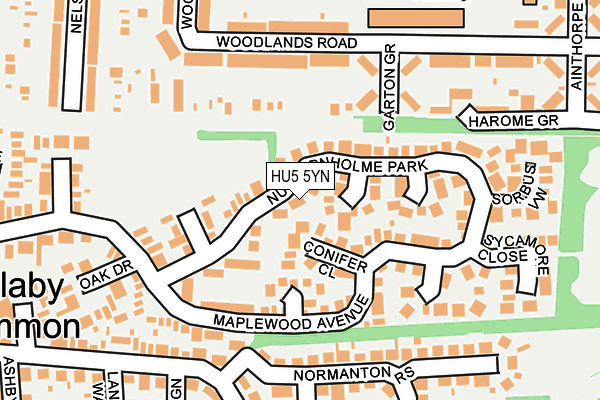 HU5 5YN map - OS OpenMap – Local (Ordnance Survey)