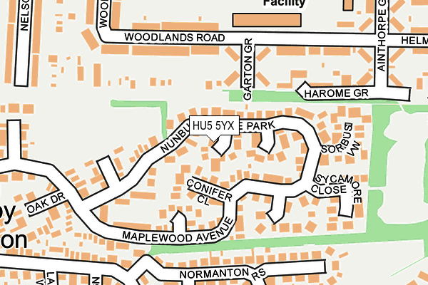 HU5 5YX map - OS OpenMap – Local (Ordnance Survey)