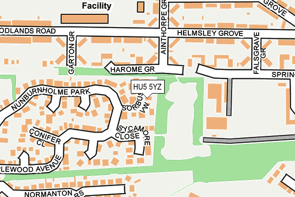 HU5 5YZ map - OS OpenMap – Local (Ordnance Survey)