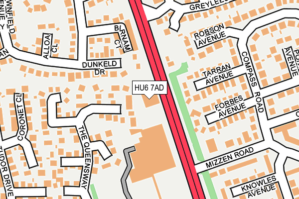 HU6 7AD map - OS OpenMap – Local (Ordnance Survey)