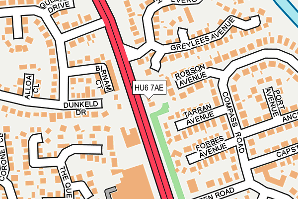 HU6 7AE map - OS OpenMap – Local (Ordnance Survey)