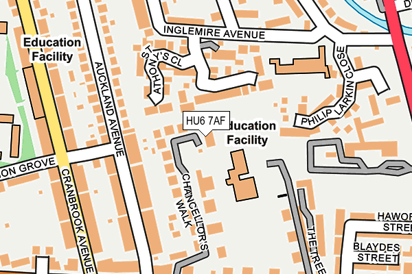 HU6 7AF map - OS OpenMap – Local (Ordnance Survey)