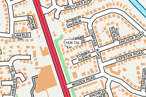 HU6 7AL map - OS OpenMap – Local (Ordnance Survey)