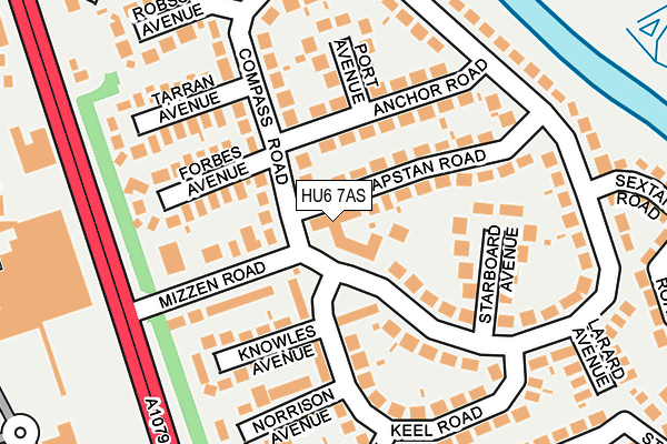 HU6 7AS map - OS OpenMap – Local (Ordnance Survey)