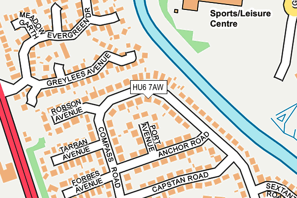 HU6 7AW map - OS OpenMap – Local (Ordnance Survey)