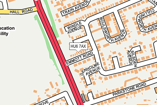 HU6 7AX map - OS OpenMap – Local (Ordnance Survey)