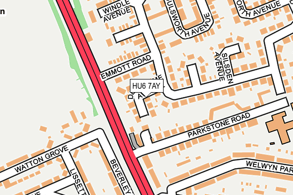 HU6 7AY map - OS OpenMap – Local (Ordnance Survey)
