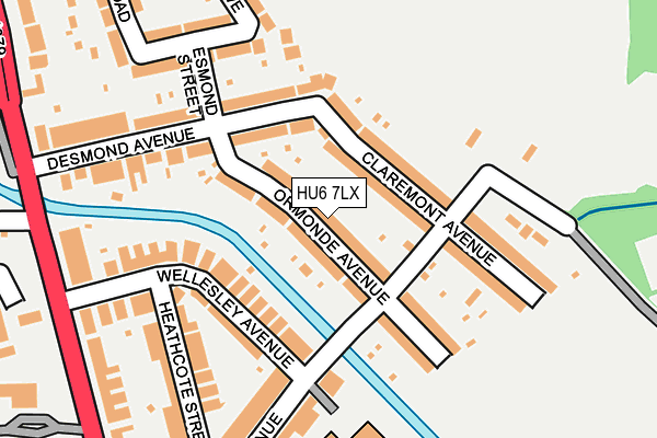HU6 7LX map - OS OpenMap – Local (Ordnance Survey)