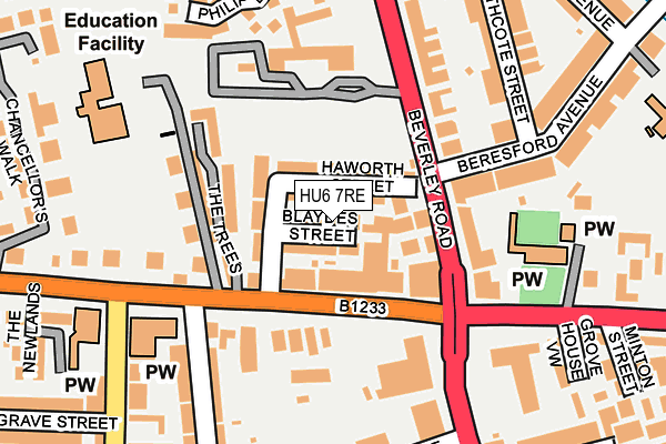 HU6 7RE map - OS OpenMap – Local (Ordnance Survey)