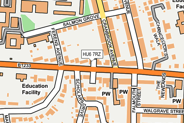 HU6 7RZ map - OS OpenMap – Local (Ordnance Survey)