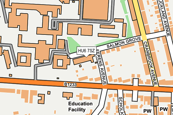 HU6 7SZ map - OS OpenMap – Local (Ordnance Survey)