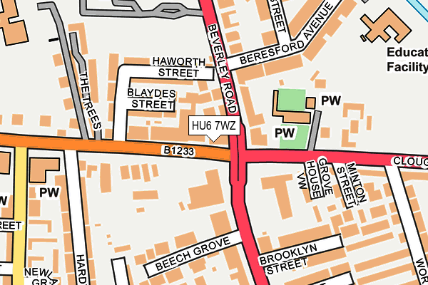 HU6 7WZ map - OS OpenMap – Local (Ordnance Survey)
