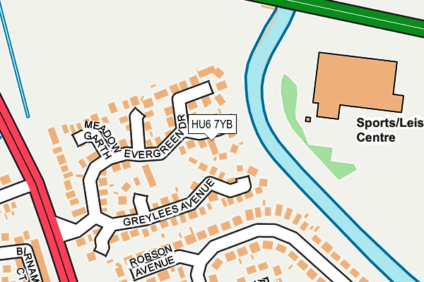 HU6 7YB map - OS OpenMap – Local (Ordnance Survey)