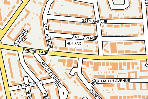 HU6 8AD map - OS OpenMap – Local (Ordnance Survey)