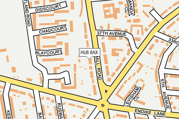 HU6 8AX map - OS OpenMap – Local (Ordnance Survey)