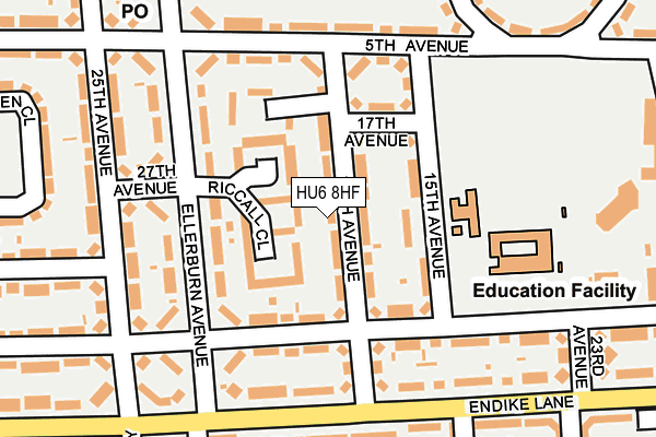 HU6 8HF map - OS OpenMap – Local (Ordnance Survey)