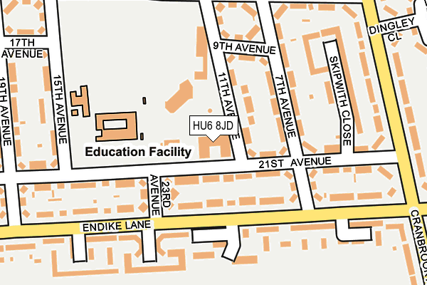 HU6 8JD map - OS OpenMap – Local (Ordnance Survey)