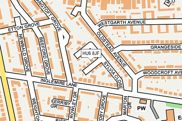 HU6 8JF map - OS OpenMap – Local (Ordnance Survey)