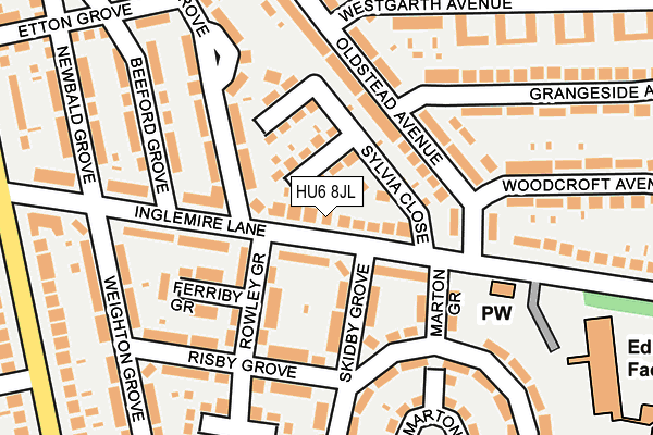 HU6 8JL map - OS OpenMap – Local (Ordnance Survey)