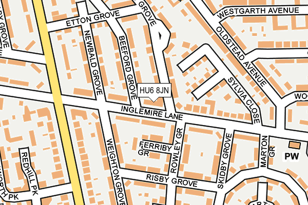 HU6 8JN map - OS OpenMap – Local (Ordnance Survey)