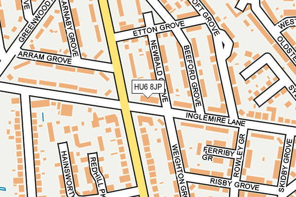 HU6 8JP map - OS OpenMap – Local (Ordnance Survey)