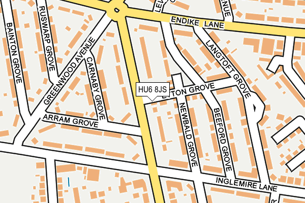 HU6 8JS map - OS OpenMap – Local (Ordnance Survey)