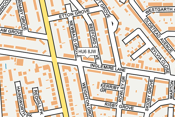 HU6 8JW map - OS OpenMap – Local (Ordnance Survey)