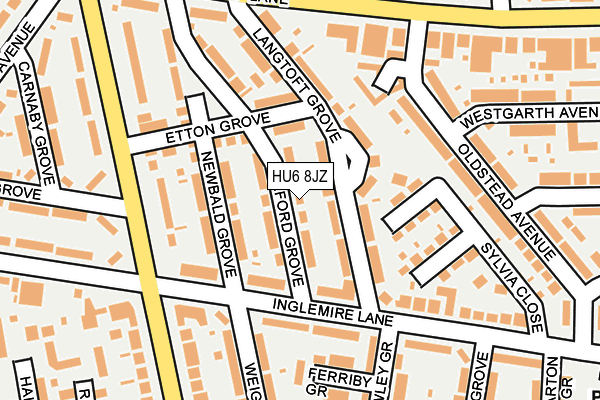 HU6 8JZ map - OS OpenMap – Local (Ordnance Survey)