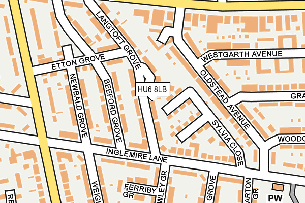HU6 8LB map - OS OpenMap – Local (Ordnance Survey)