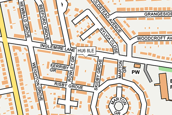 HU6 8LE map - OS OpenMap – Local (Ordnance Survey)